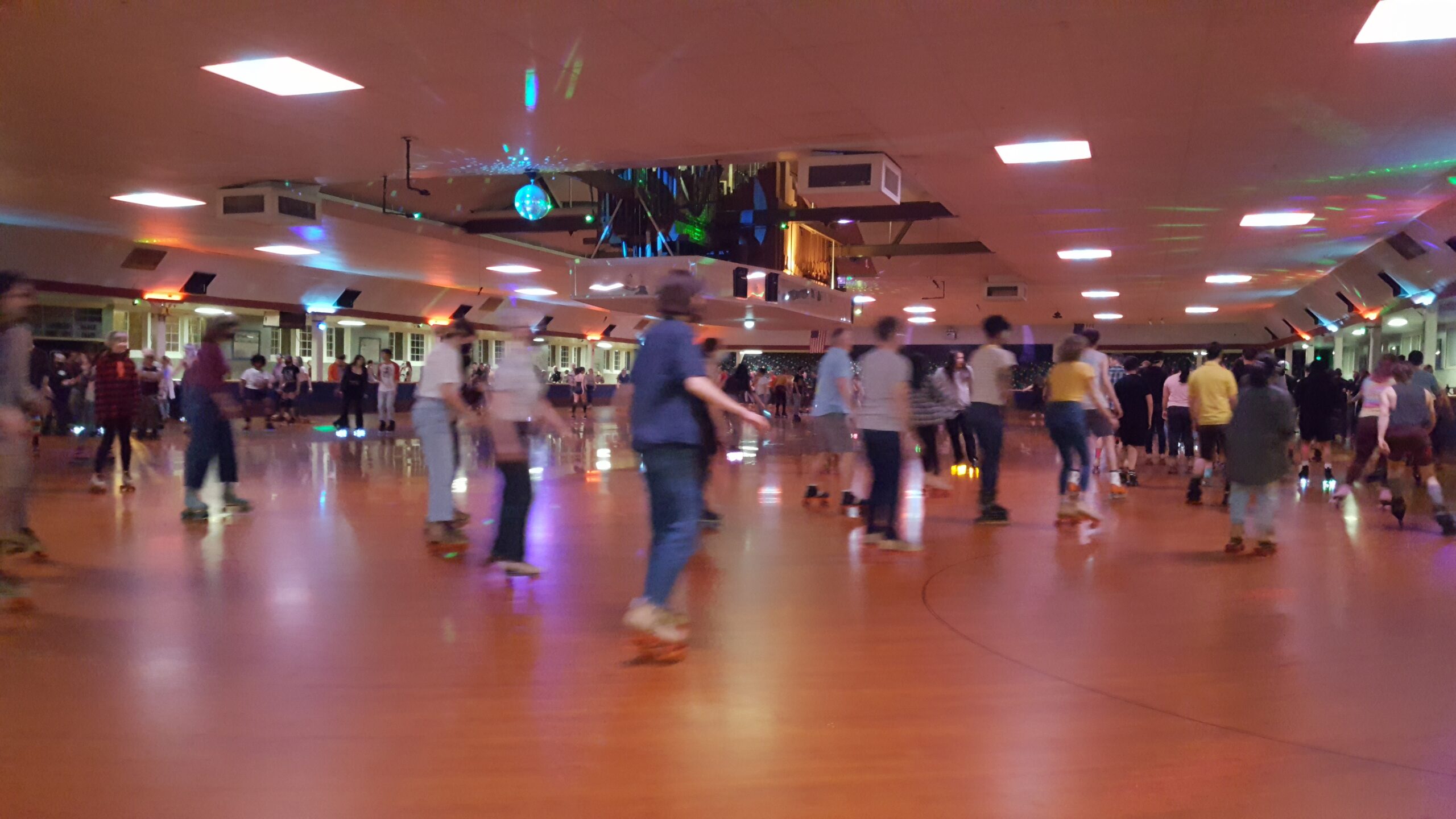 skating rink is fun. gliding through